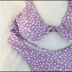 Lavender and white speckled bikini